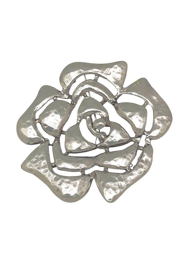 Broche Camelia en plata 10µ grande 3D