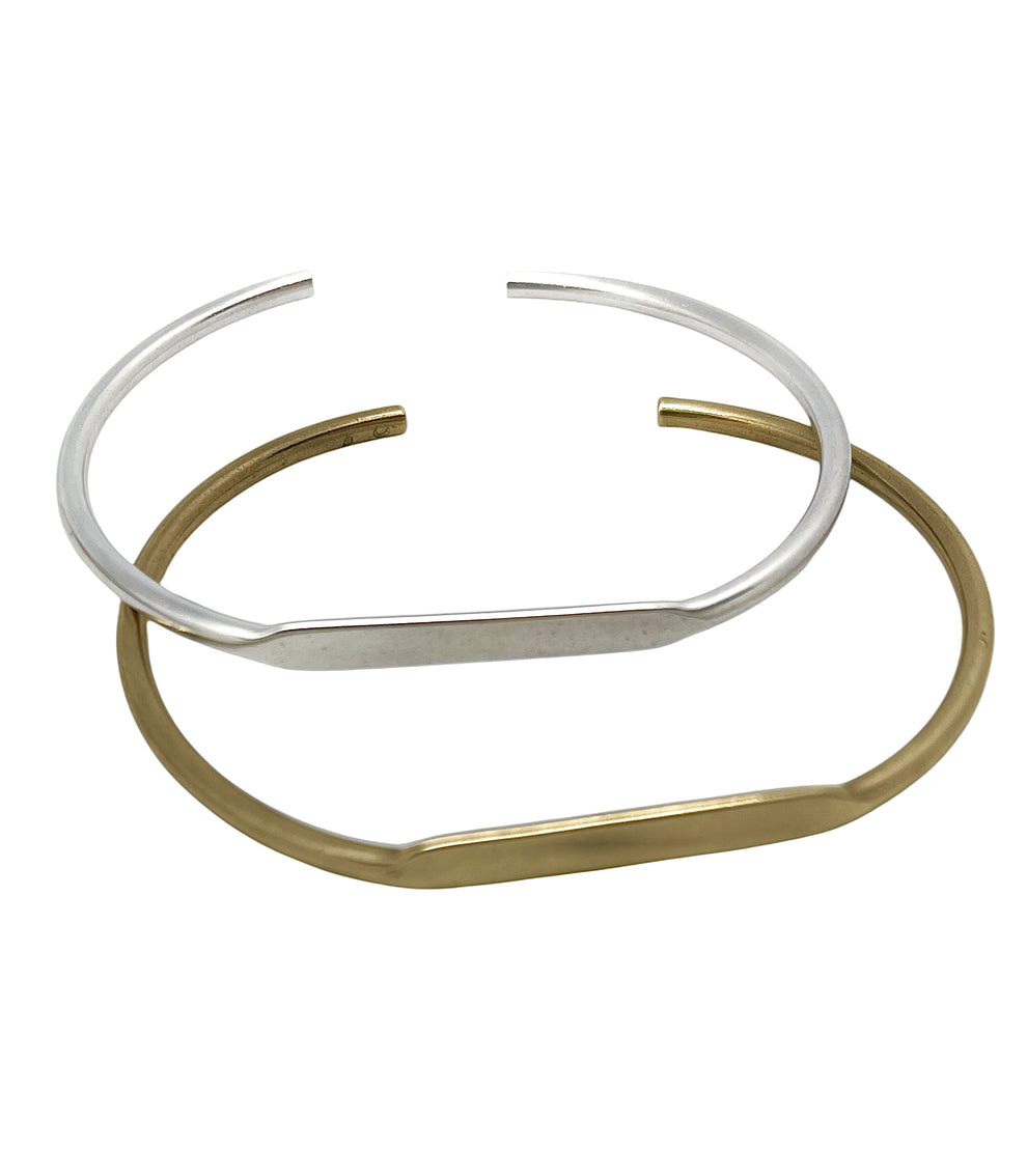 Pack pulseras combo Tubular fino latón plata_oro - Imagen 3