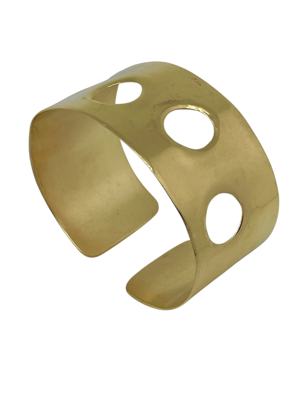 Brazalete pulsera ancha latón Hole dorado chapado Gloria Mago design - Imagen 3