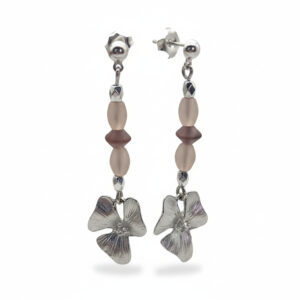 Pendiente Flor lineal Romantic plata 10µ rosas