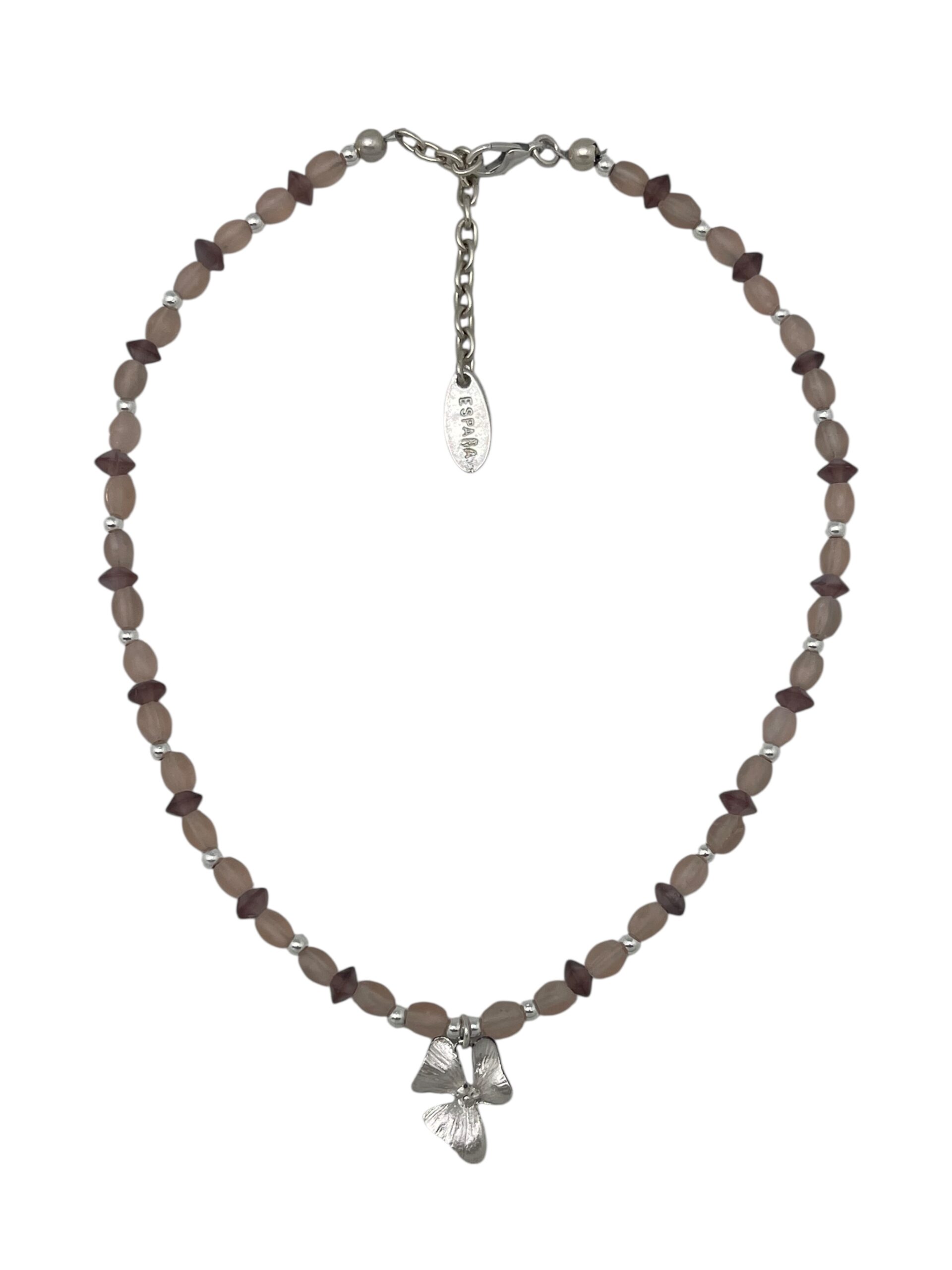Collar tupido Romantic cristal flor plata 10µ y rosas