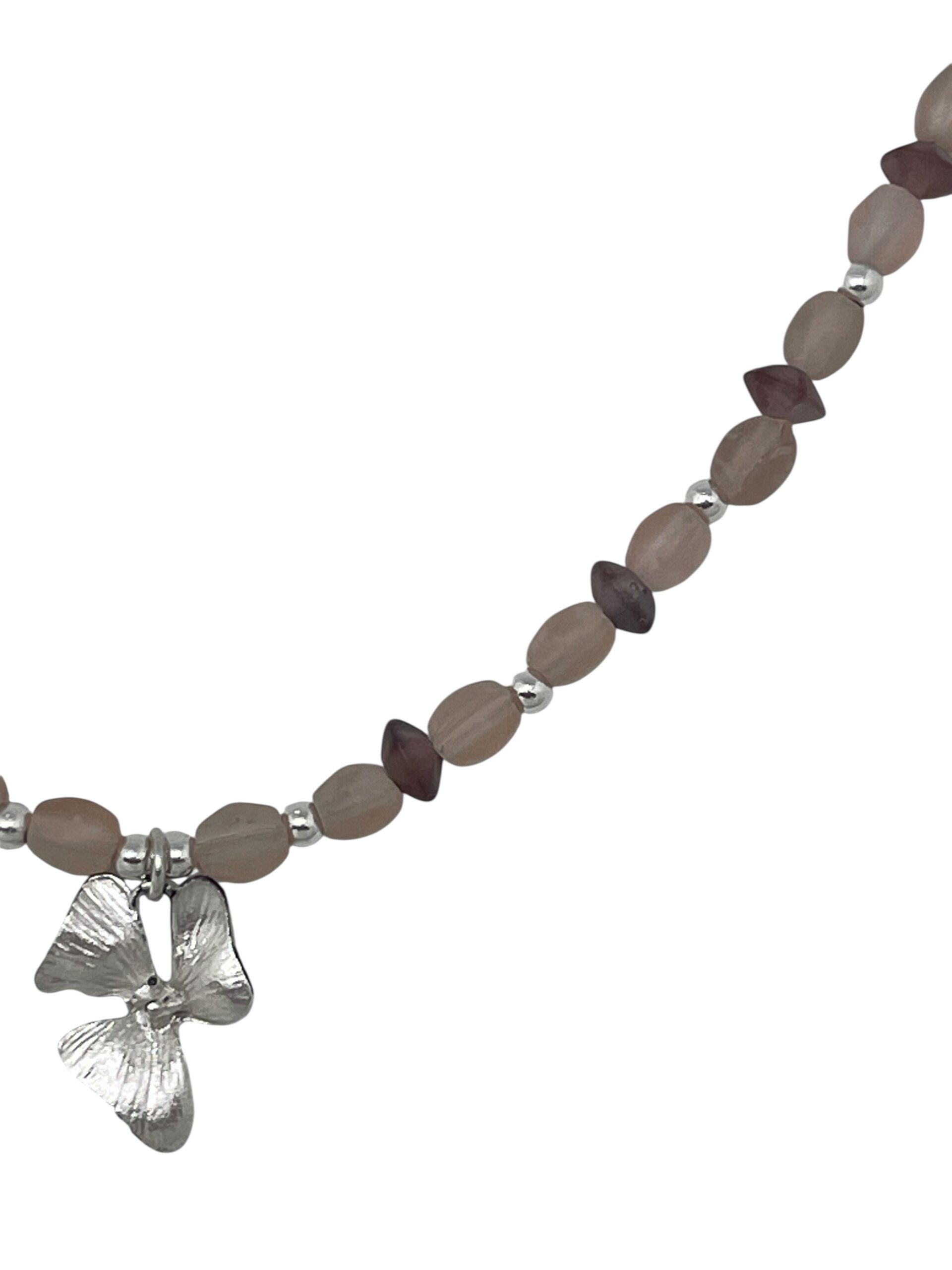 Collar tupido Romantic cristal flor plata 10µ y rosas - Imagen 3