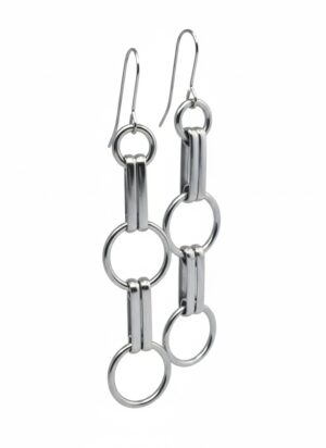 Pendiente Duplo Circle en plata 10µ