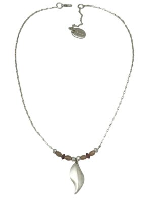 Collar Hoja Caida en latón plata 10µ y rosas