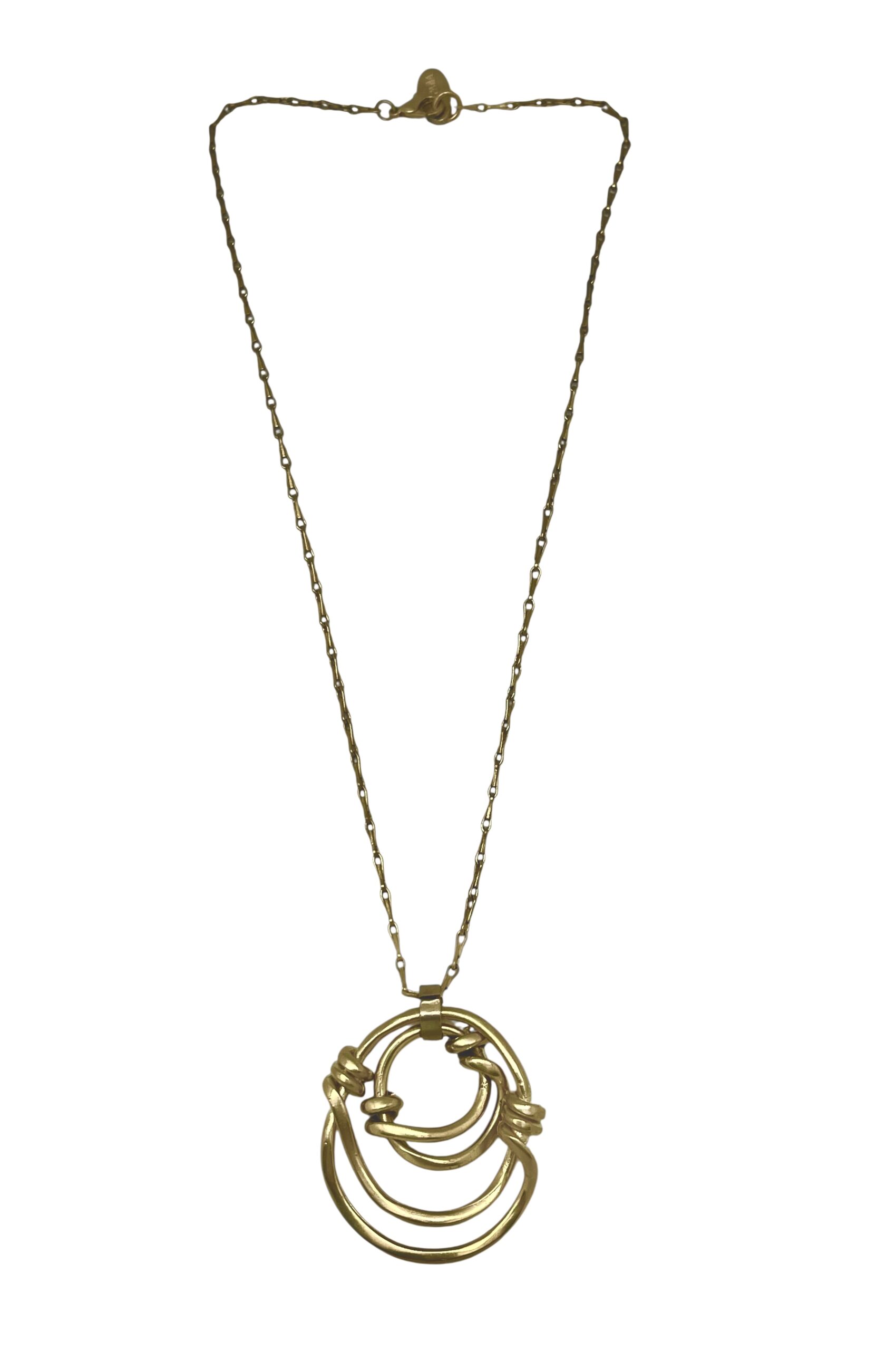 Collar Anudado doble en dorado_laton y cadena - Imagen 2