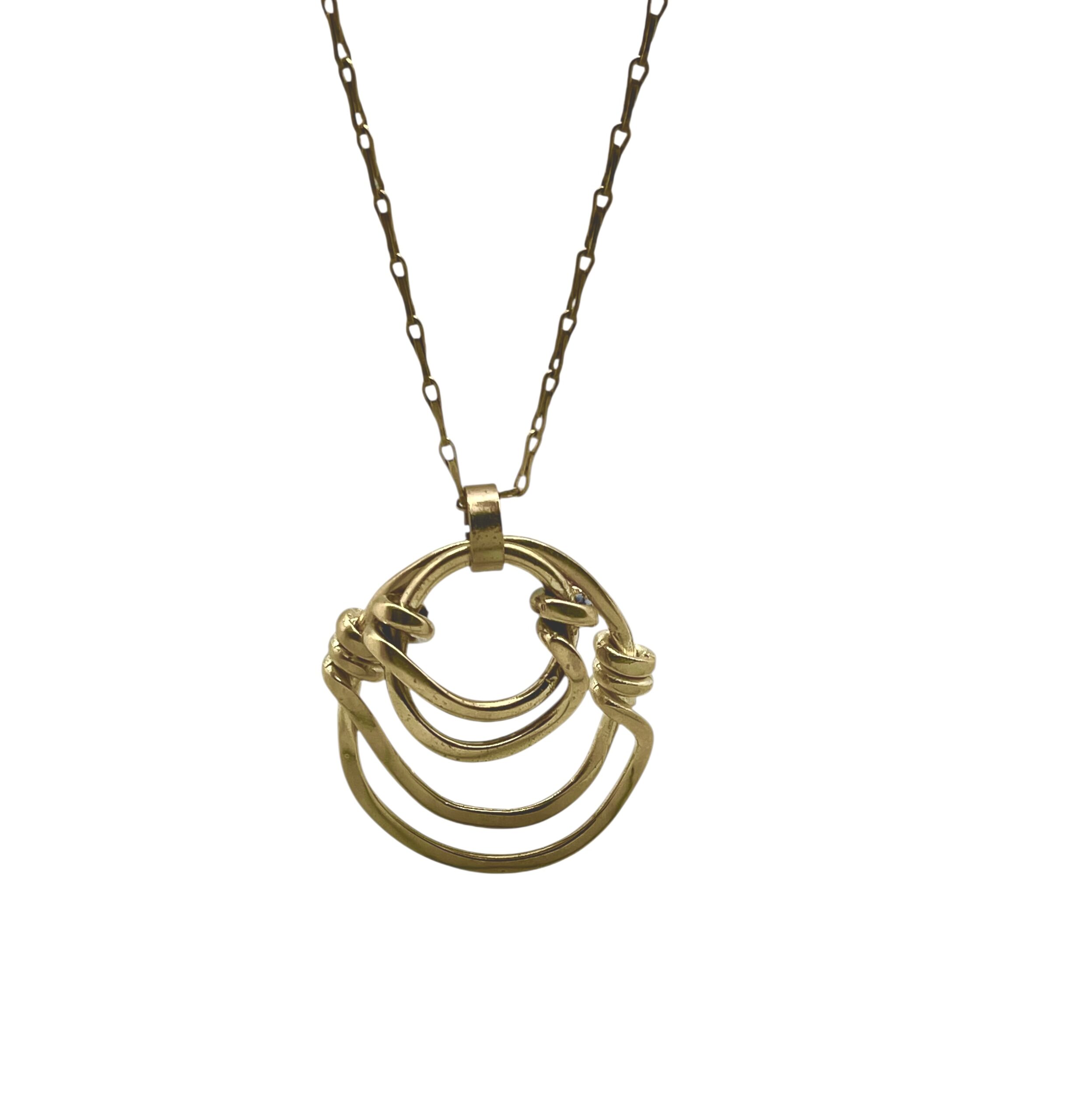Collar Anudado doble en dorado_laton y cadena - Imagen 4