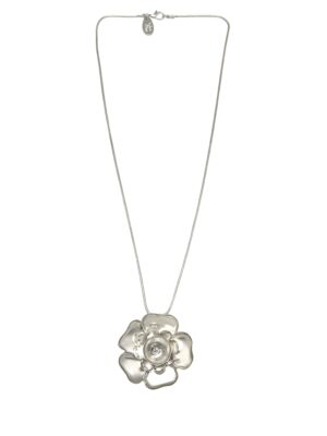 Collar colgante Camelia 3D en plata 10µ latón