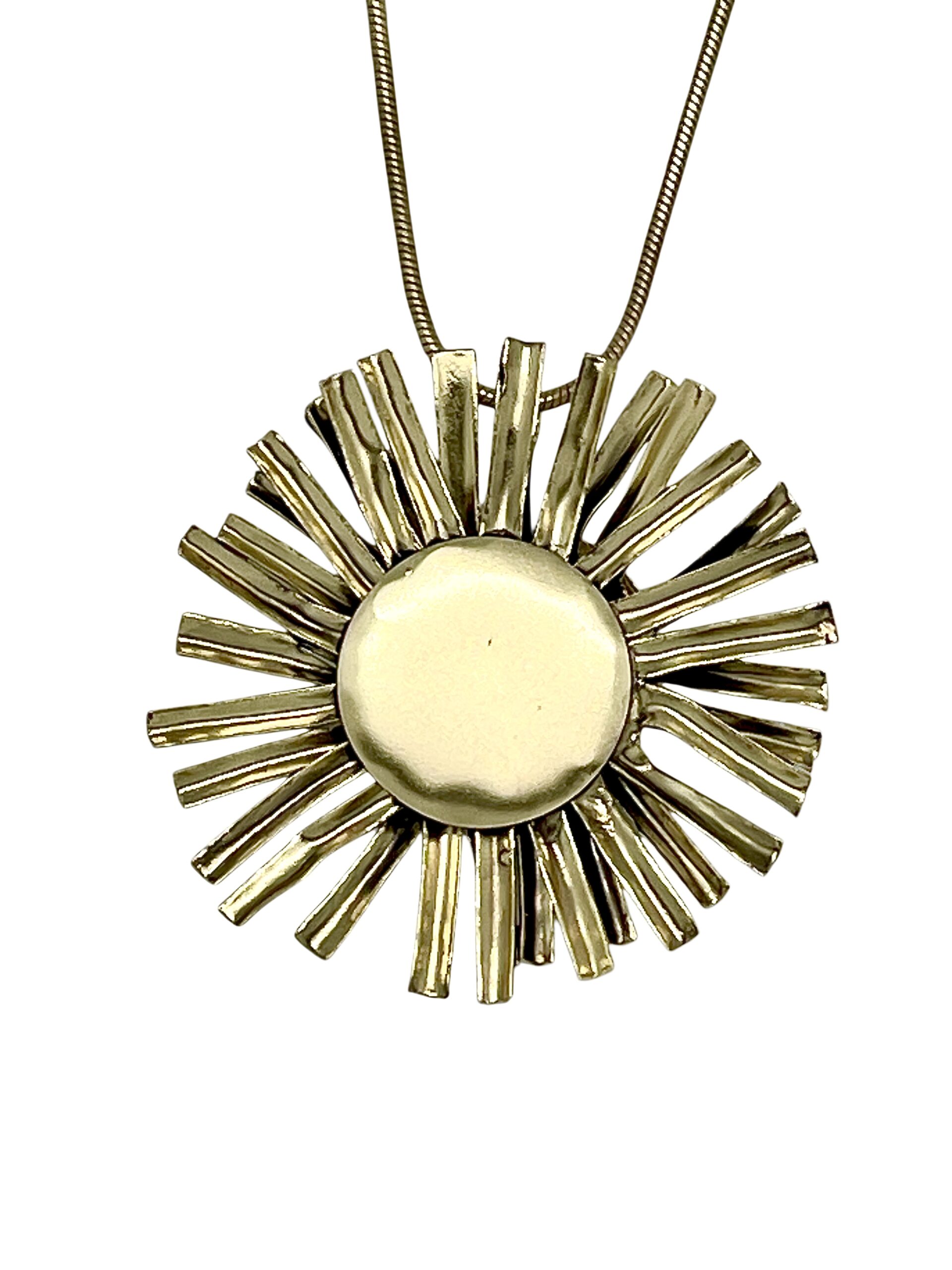 Collar colgante Girasól dorado latón - Imagen 3