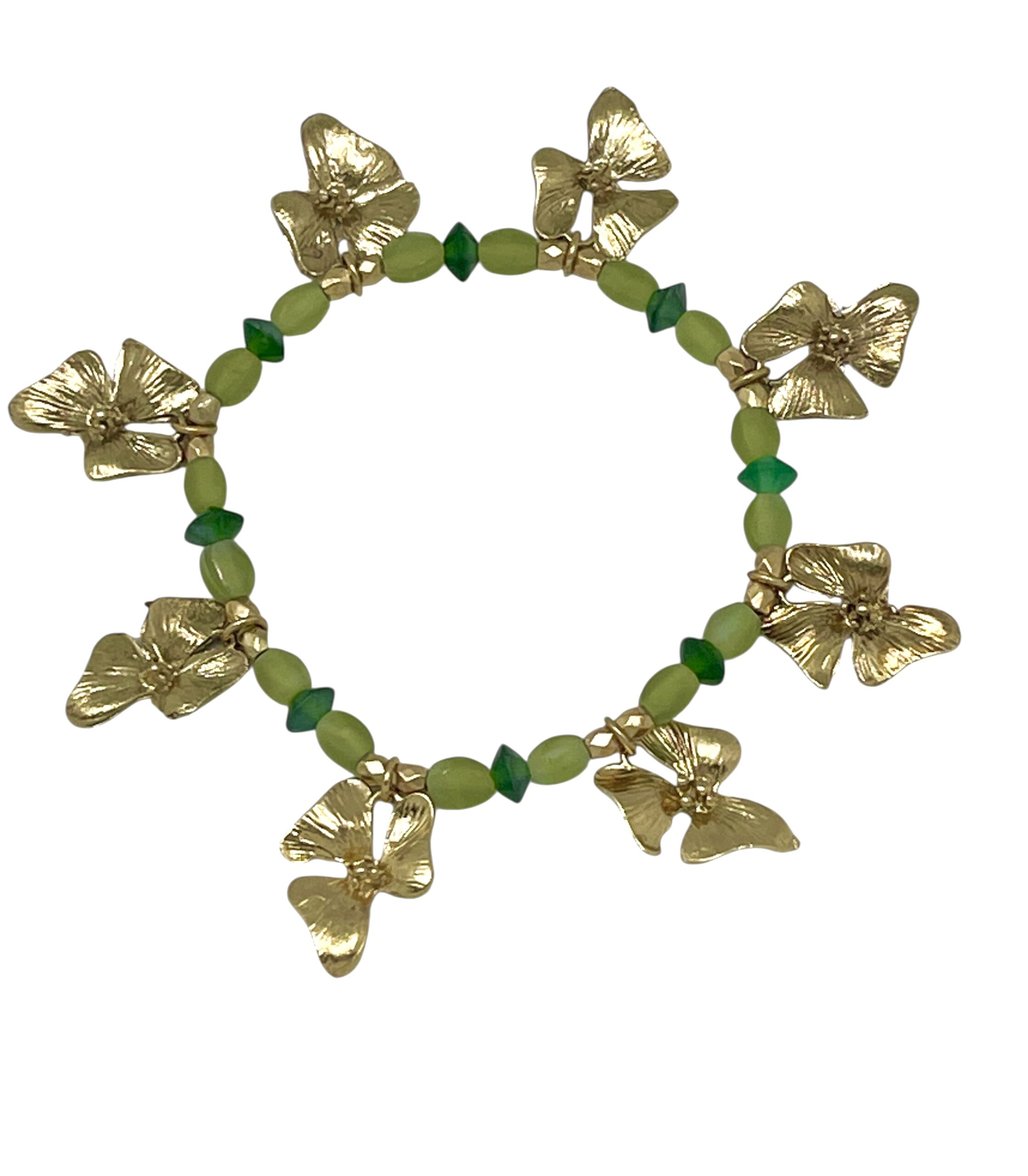 Pulsera elástica Romantic dorado verdes