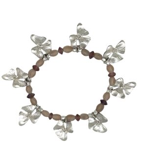 Pulsera elástica Romantic plata 10µ rosas