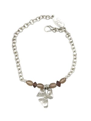 Pulsera con cadena Romantic y colgante flor en plata 10µ y rosas