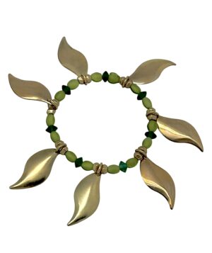 Pulsera elástica Hojas caidas dorado y verde