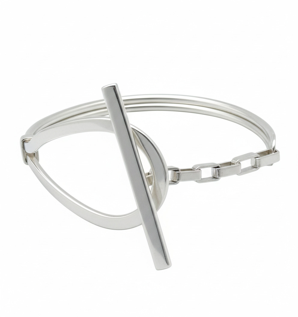 Pulsera Cierre T latón y cadena plata 10µ - Imagen 3