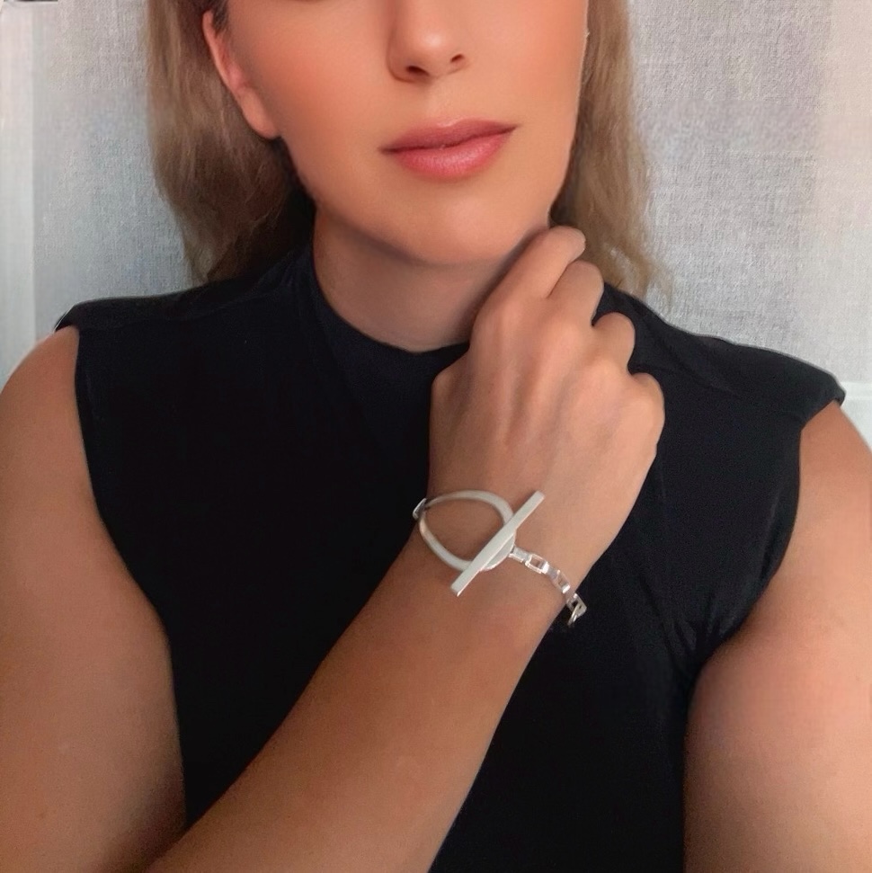 Pulsera Cierre T latón y cadena plata 10µ - Imagen 4