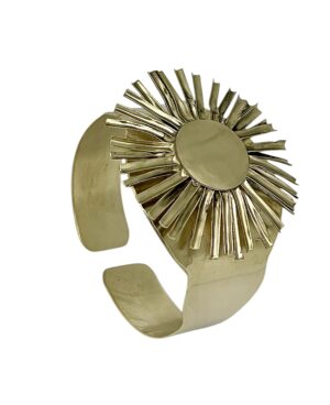 Brazalete ancho Girasol en dorado latón