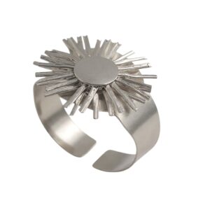 Brazalete ancho Girasol en plata 10µ latón