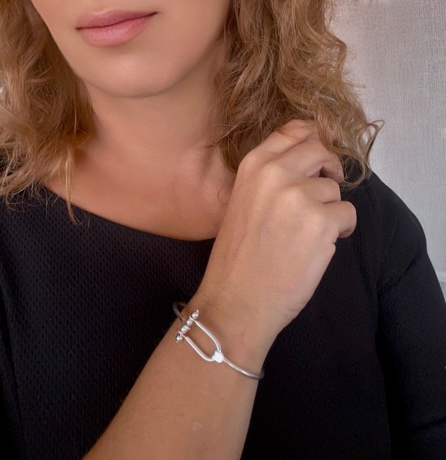 Pulsera Icon en latón chapado plata 10µ - Imagen 4