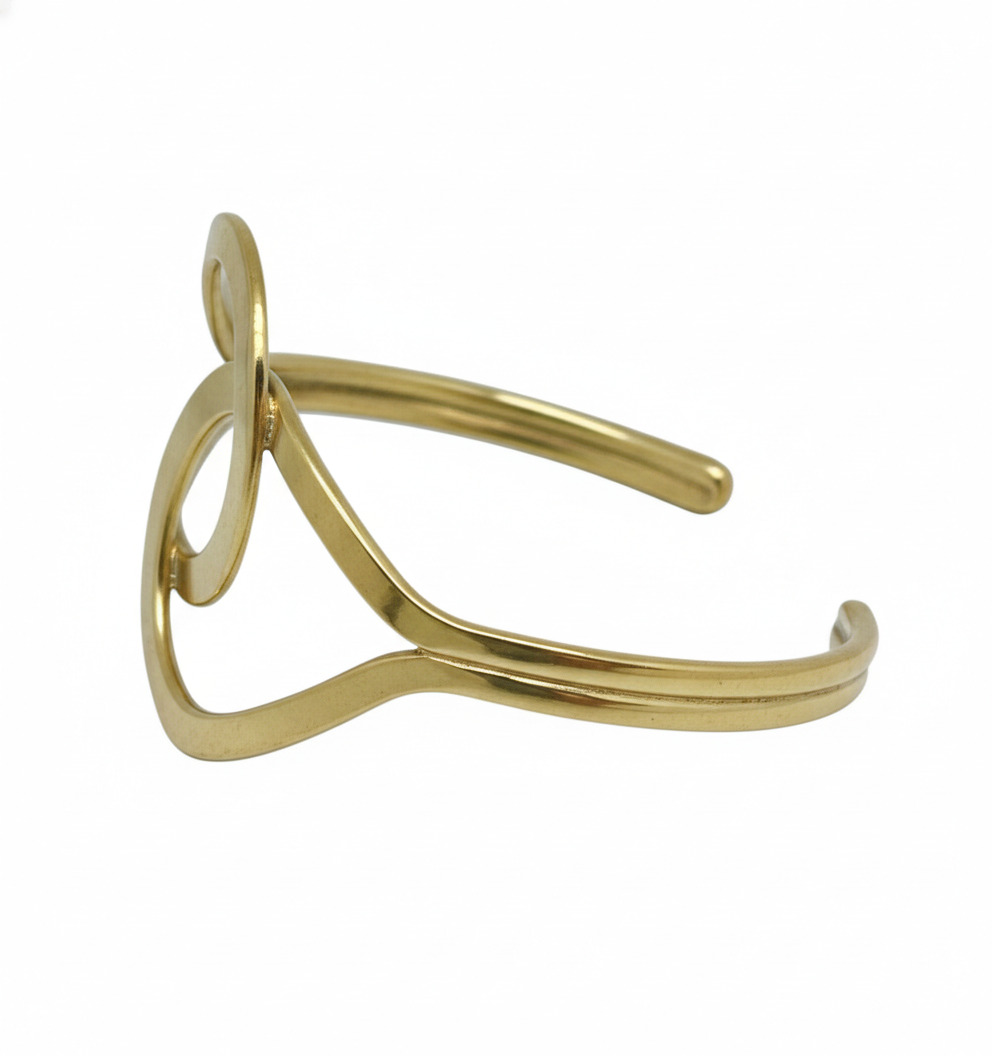 Pulsera brazalete Doble Unión en latón dorado - Imagen 5