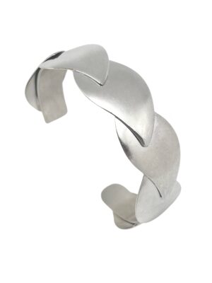 Brazalete Hojas caidas latón plata 10µ ajustable