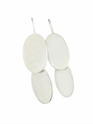 Pendiente Plata Única doble oval plata de ley 925 100%