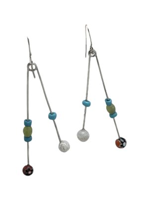 Pendiente Columpio multicolor plata 925 y cristal Plata Única