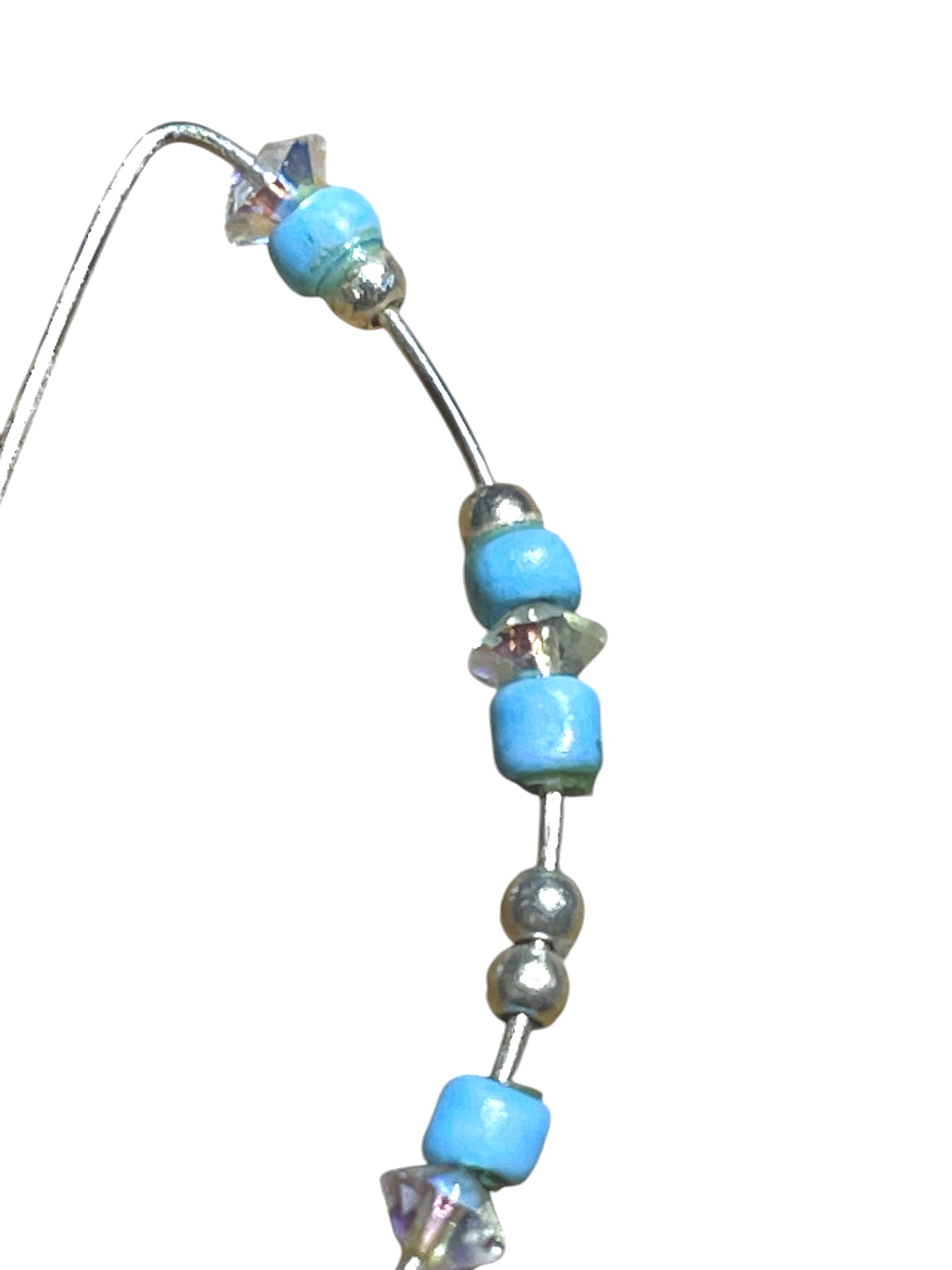 Pendiente tipo aro en plata 925 azul y cristal Sw irisado_ Plata Úncia - Imagen 3