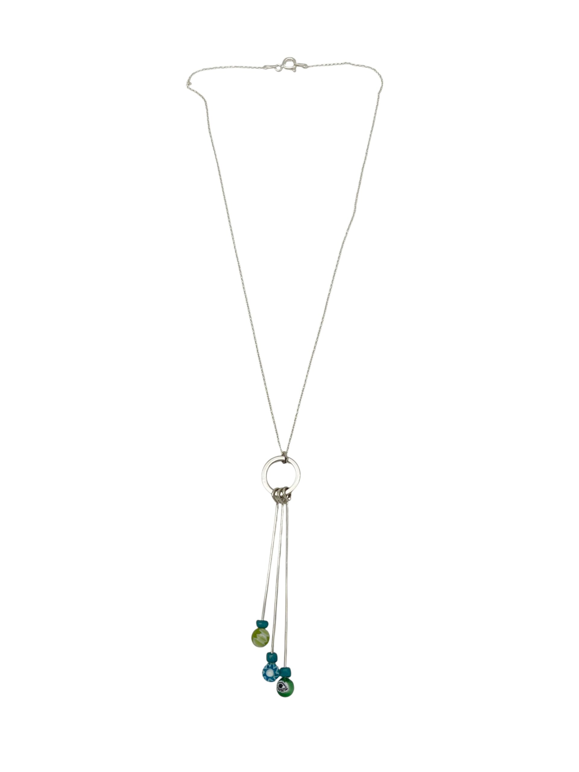 Collar Multicolor plata de ley cascada en 3 Plata Única