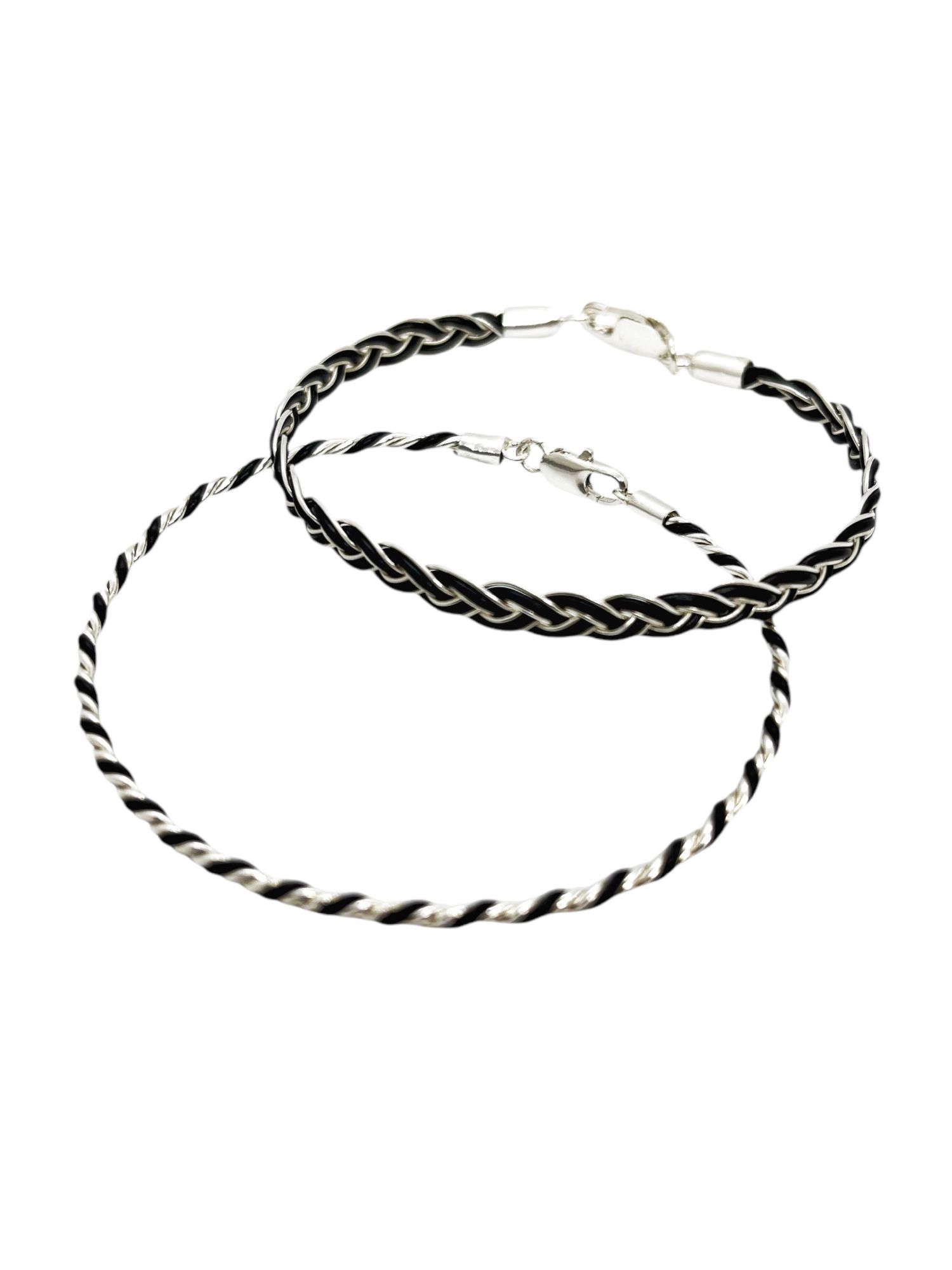 Conjunto de pulseras trenzadas en hilo de plata 925 negro - Imagen 3