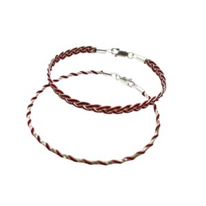 Conjunto de pulseras trenzadas en hilo de plata 925 rojo