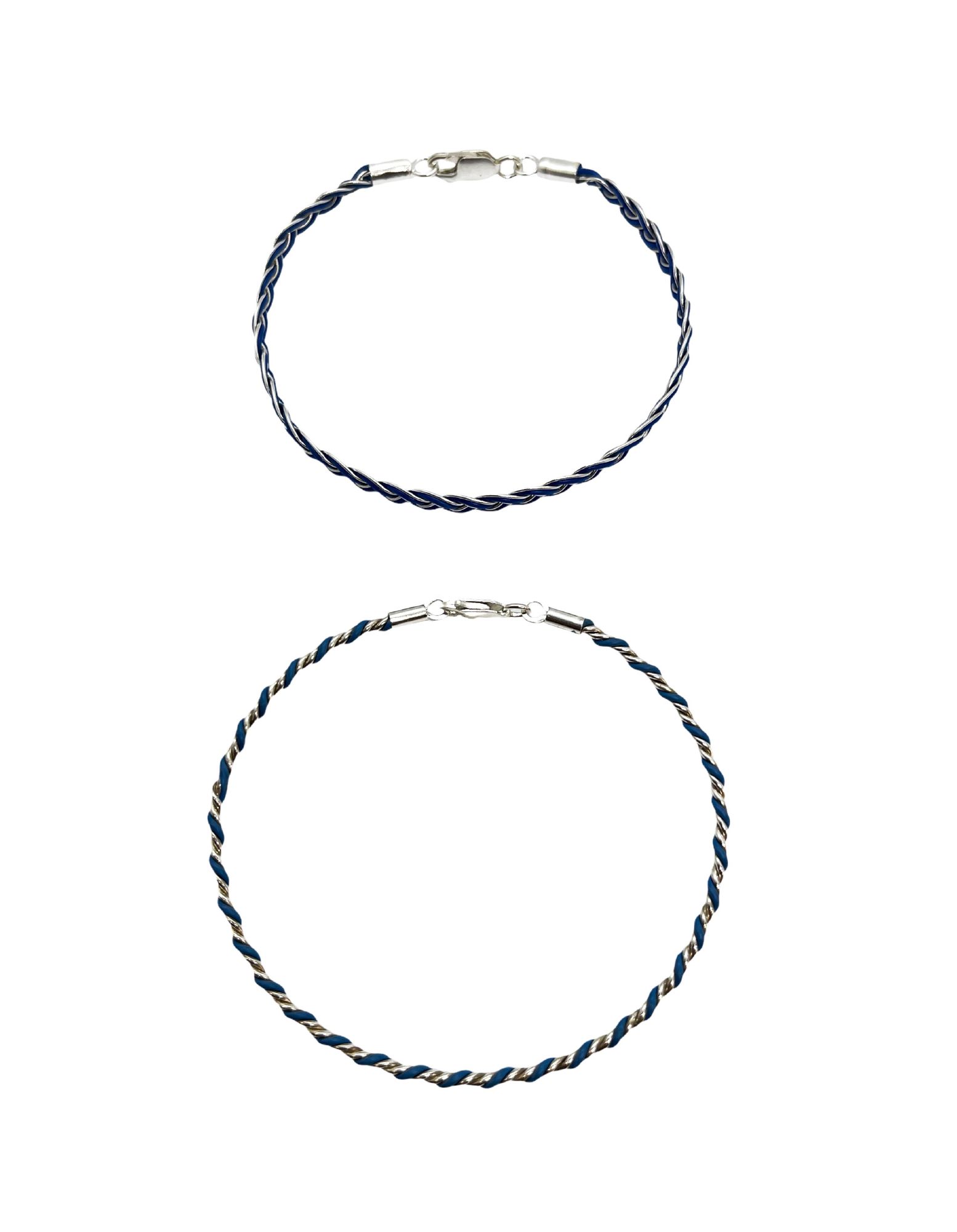 Conjunto de pulseras trenzadas en hilo de plata 925 azul - Imagen 6