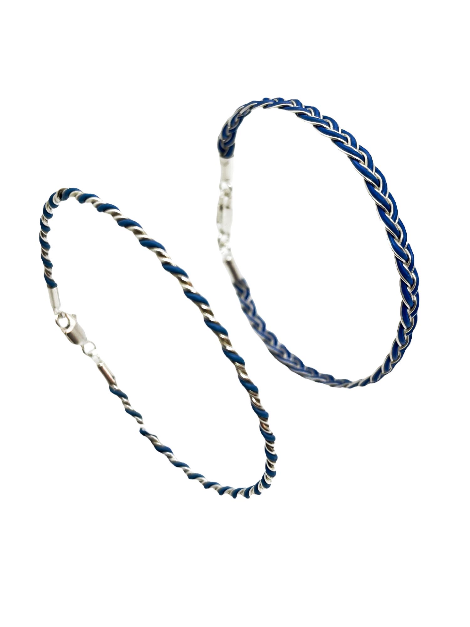 Conjunto de pulseras trenzadas en hilo de plata 925 azul - Imagen 5