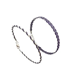 Conjunto de pulseras trenzadas en hilo de plata 925 azul violeta