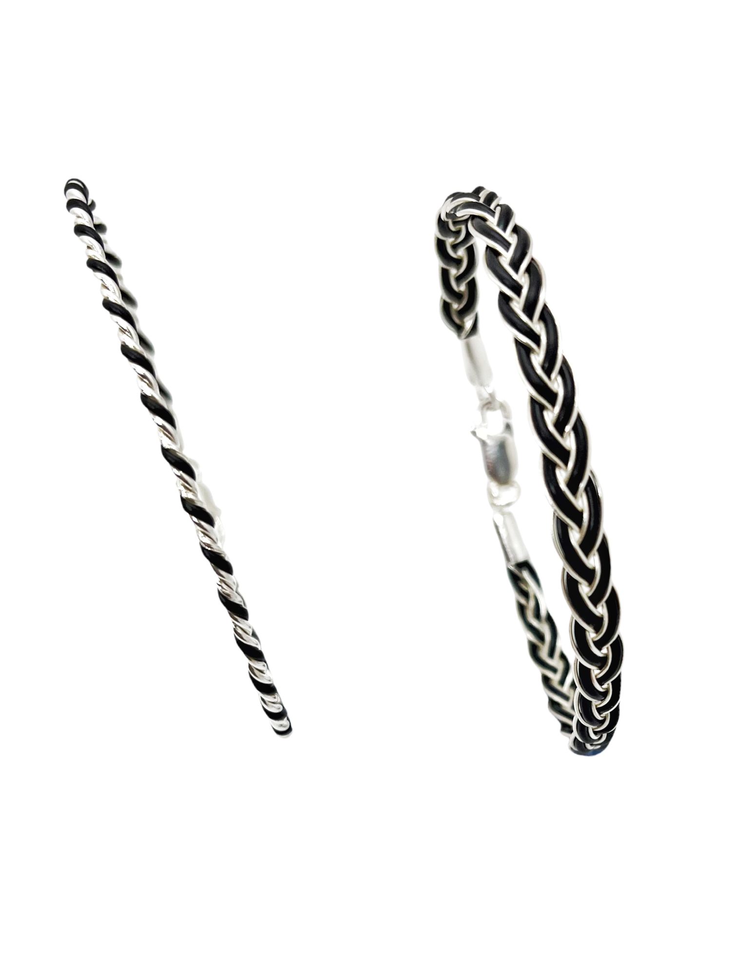 Conjunto de pulseras trenzadas en hilo de plata 925 negro - Imagen 5