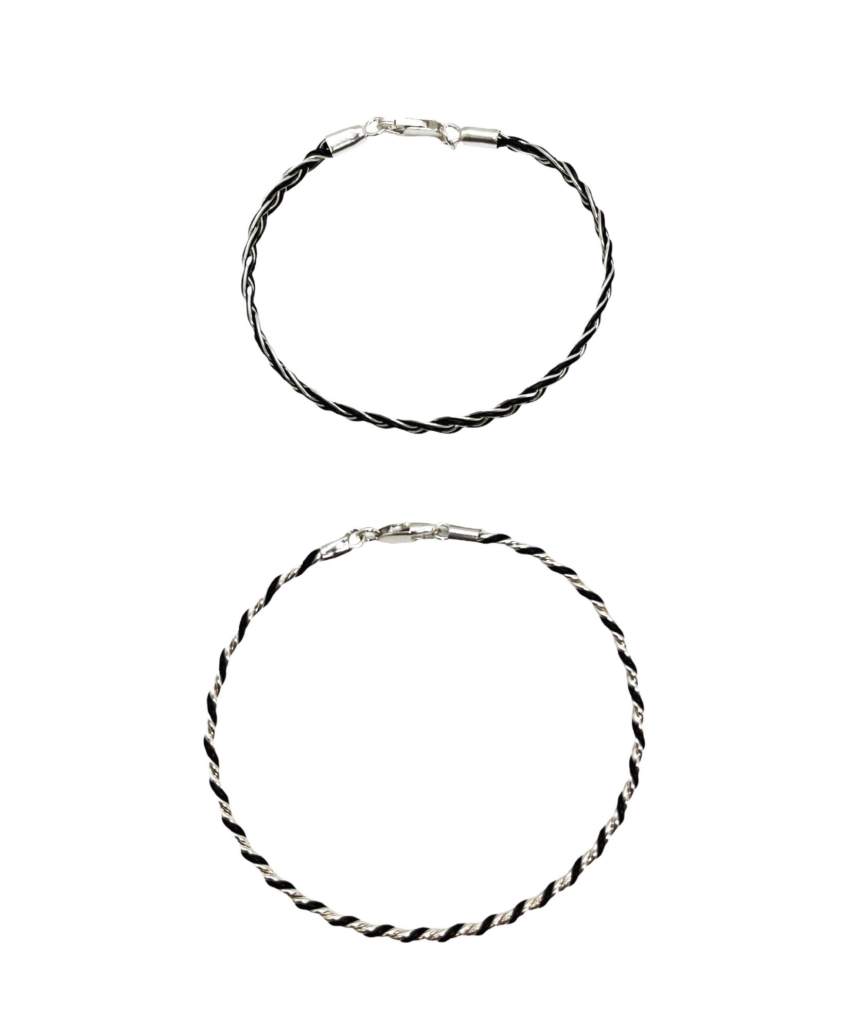 Conjunto de pulseras trenzadas en hilo de plata 925 negro - Imagen 6