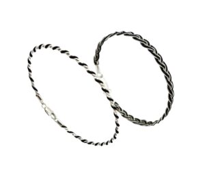Conjunto de pulseras trenzadas en hilo de plata 925 negro