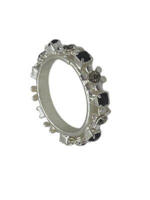 Anillo multicristal Sw flor en plata y grises