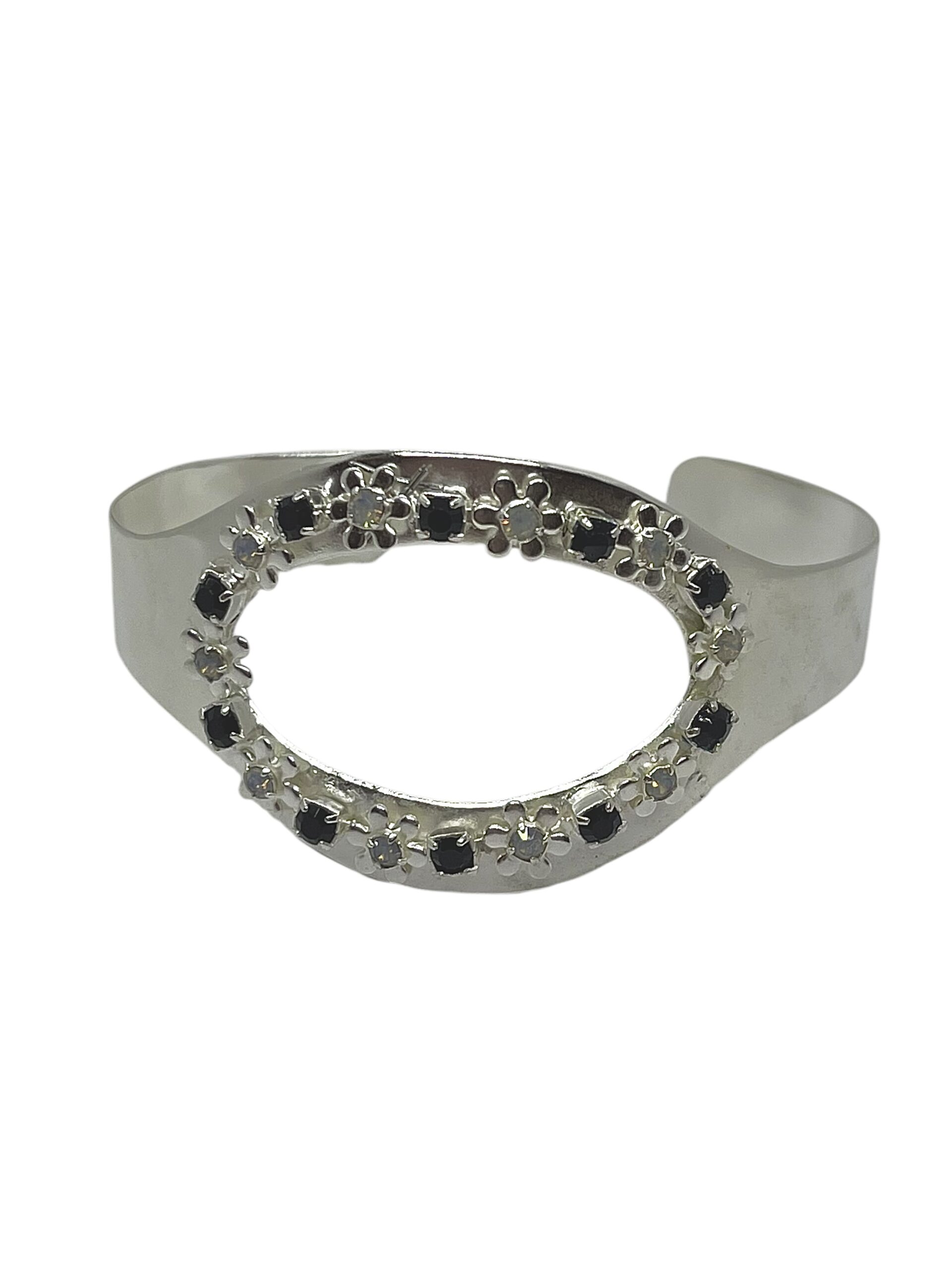 Pulsera Oval plata y cristales de Sw mix grises - Imagen 4