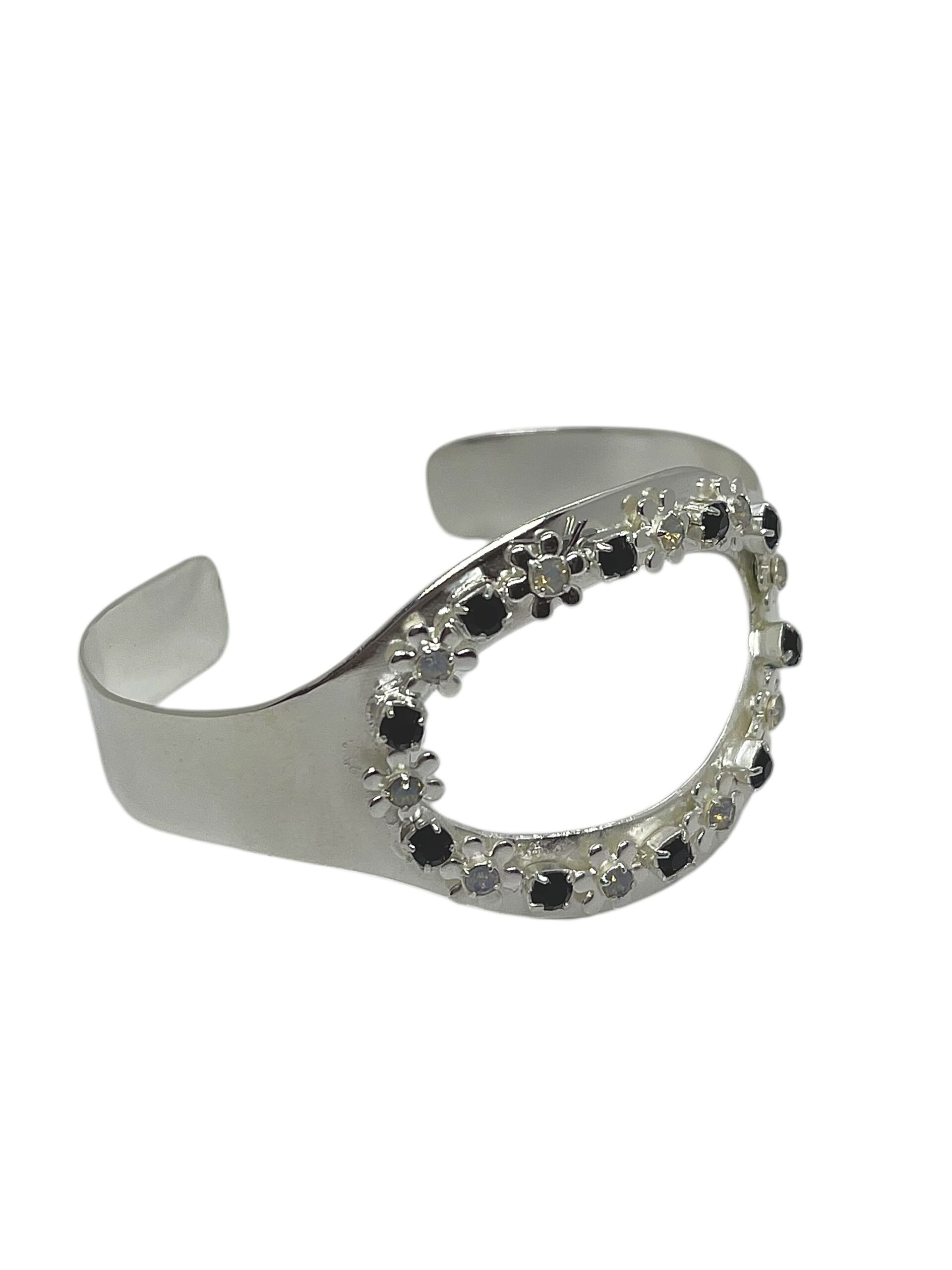 Pulsera Oval plata y cristales de Sw mix grises - Imagen 3