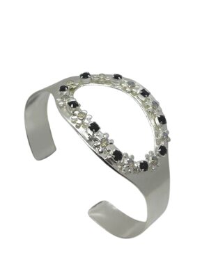 Pulsera Oval plata y cristales de Sw mix grises