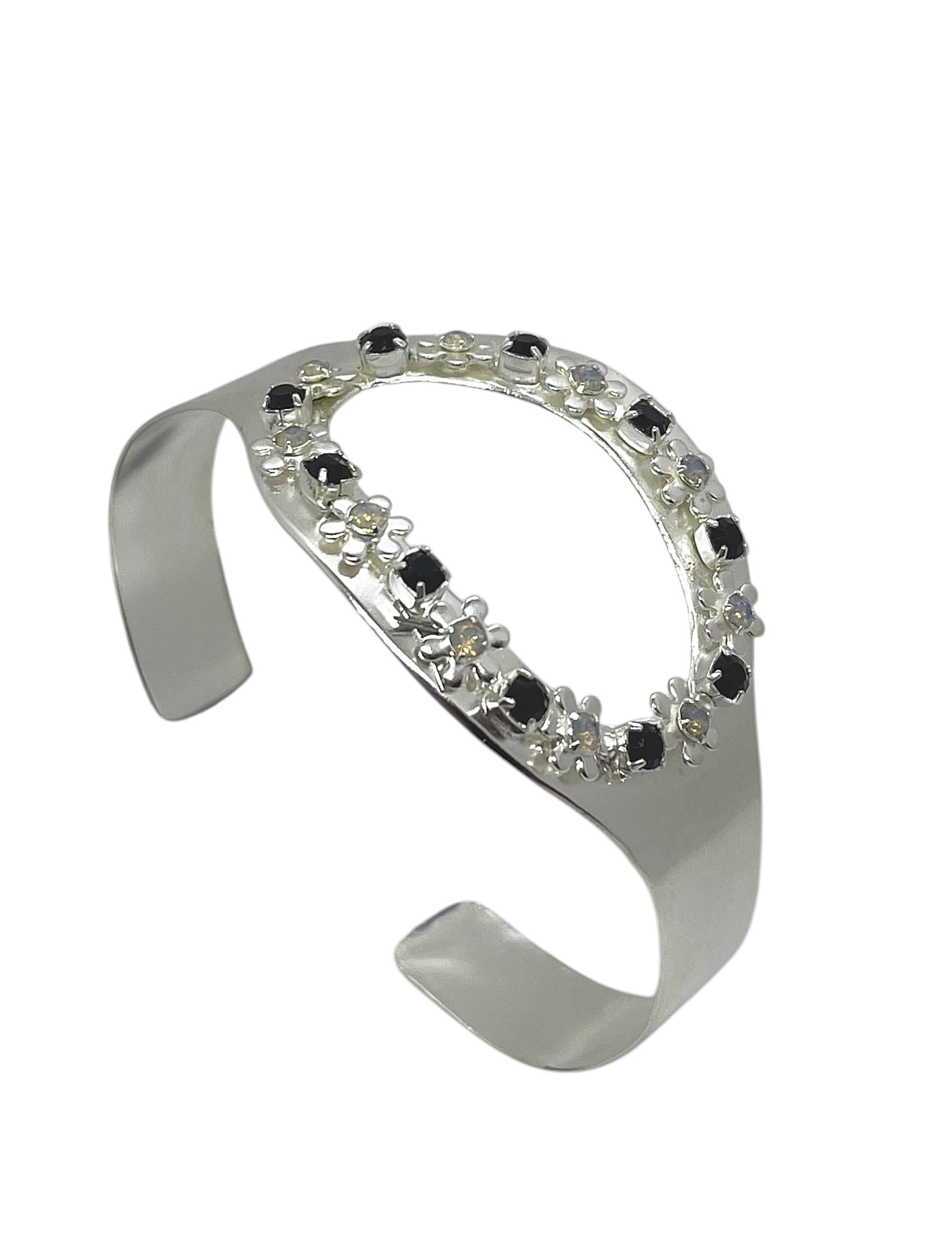 Pulsera Oval plata y cristales de Sw mix grises
